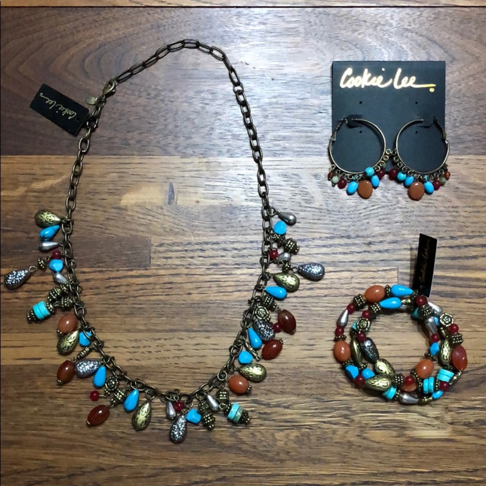 Cookie Lee Silver, Brass, and Colorful Bead Set
